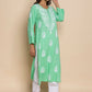 HOUSE OF KARI Floral Embroidered Chikankari A-Line Kurta | Swadesiicart