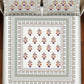 BELLA CASA Grey & Off White Ethnic Motifs 350 TC Cotton King Bedsheet with 2 Pillow Covers