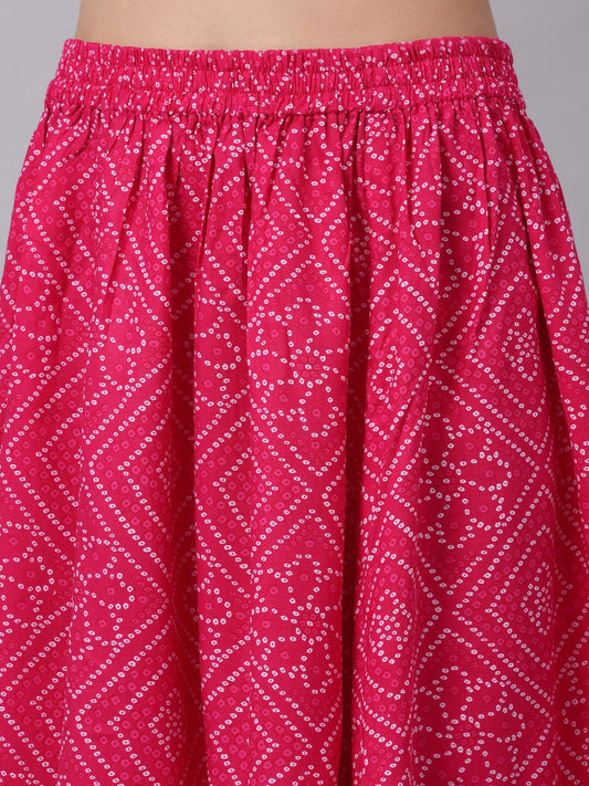 Kalini Women Pink Floral Embroidered Layered Gotta Patti Kurti with Sharara & With Dupatta | Swadesiicart