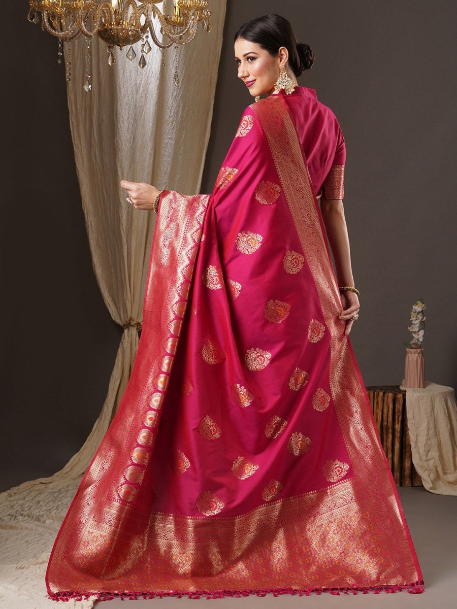 Anouk Floral Woven Design Zari Silk Blend Banarasi Saree | Swadesiicart