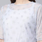 Ahalyaa Womens Blue Crepe & Net Silver Glitter Print Jumpsuit - Swadesiicart