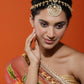 Women's Gold-Polished Kundan Mathapatti Head Jewellery - Ruby Raang | Swadesiicart