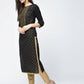 Aniyah Cotton Block Printed Black Color Straight Kurta (AN-123K)