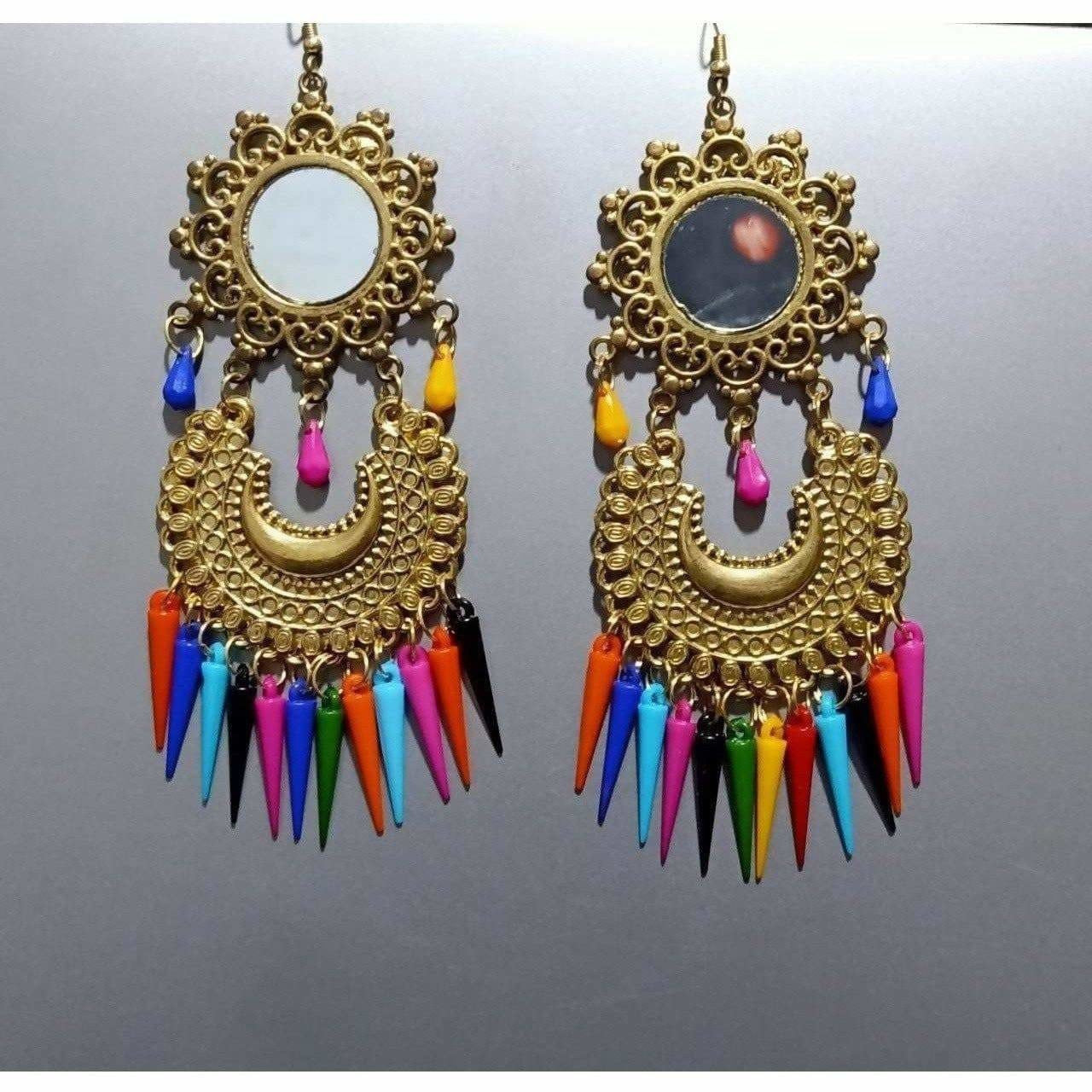 MS Fashion India Beautiful Latest Gold Color Chandbali Afghani Earrings With Multicolor Pearls | Swadesiicart