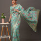 Mitera Floral Organza Banarasi Zari Saree With Blouse Piece | Swadesiicart
