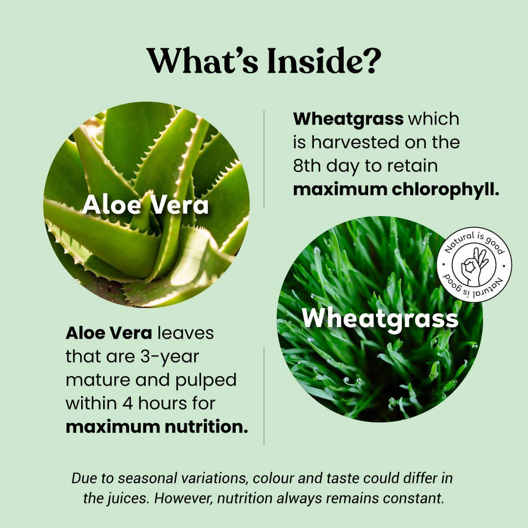 Kapiva Ayurveda Aloe Vera + Wheatgrass Juice | Swadesiicart
