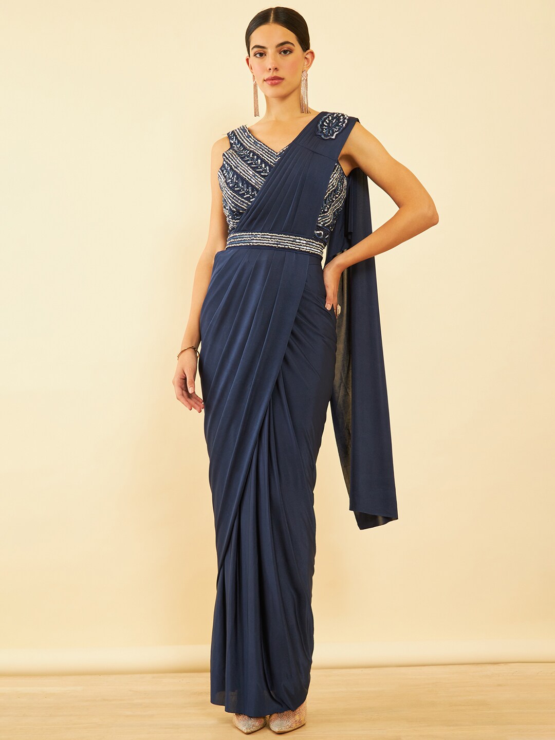 Soch Beads and Stones Ready to Wear Saree | Swadesiicart
