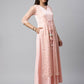 Ahalyaa Women Pink Crepe & Net Foil Print Dress | Swadesiicart