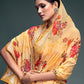 Saree Mall Yellow & Gold-Toned Floral Pure Georgette Banarasi Saree | Swadesiicart