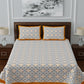 LIVING ROOTS White & Blue Ethnic Motifs Jaipuri 210 TC Cotton Double King Bedsheets With 2 Pillow Covers - Swadesiicart
