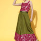InWeave Women's Pink Brocade Strappy Top W Olive Pink Brocade Palazzo Set - Swadesiicart