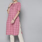 HERE&NOW Women Pink Geometric Printed Kurta - Swadesiicart