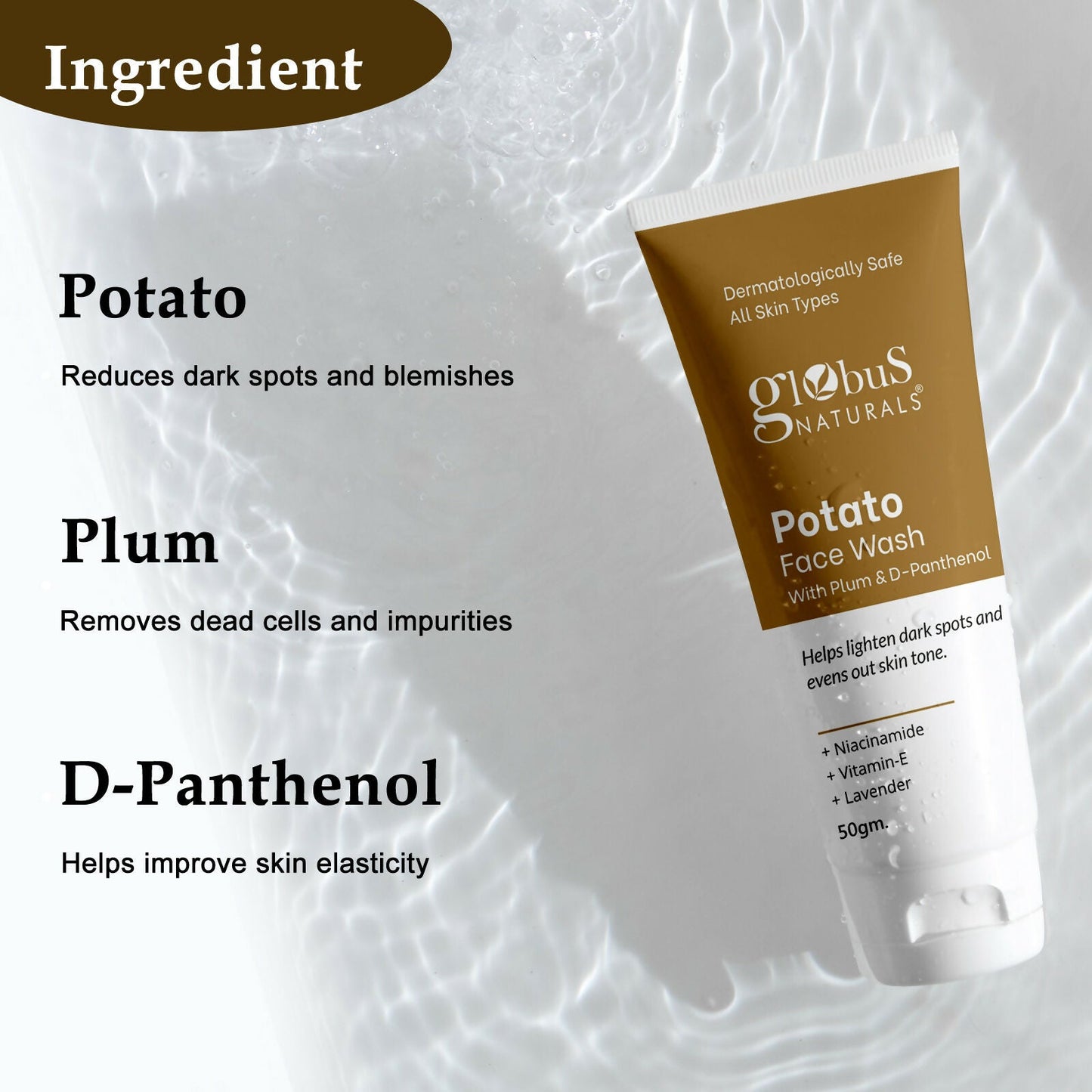 Globus Naturals Potato Face Wash with Plum & D-Panthenol | Swadesiicart