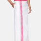 Sethukrishna White & Pink Solid Cotton Dhoti For Men | Swadesiicart