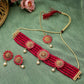 Cardinal Gold-Toned & Pink Onyx-Studded & Beaded Jewellery Set