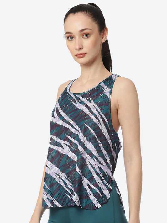 ASICS Ventilate Actibreeze Aop Women White Green Printed T-shirt | Swadesiicart