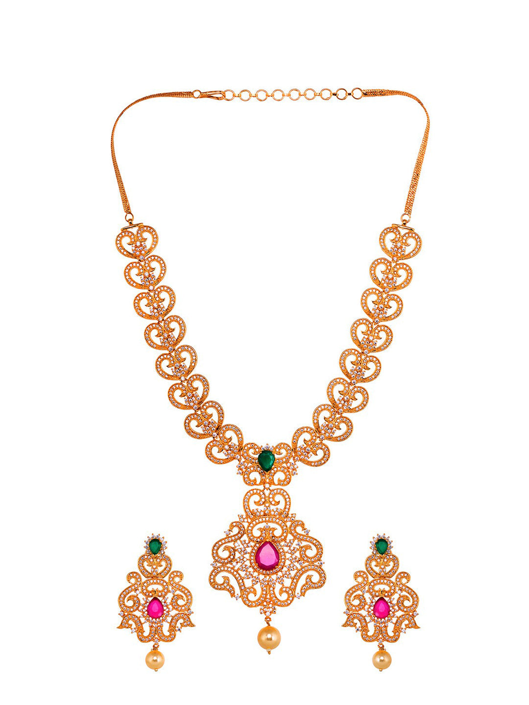 Saraf RS Jewellery Gold-Polished Multi-Colored Jewellery Set - Swadesiicart