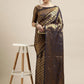 Saree Mall Navy Blue & Gold-Toned Ethnic Motifs Zari Silk Blend Banarasi Saree | Swadesiicart