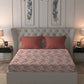 MYTRIDENT Peach Maroon Geometric Pure Cotton 144 TC Queen Bedsheet Pillow Covers - Swadesiicart