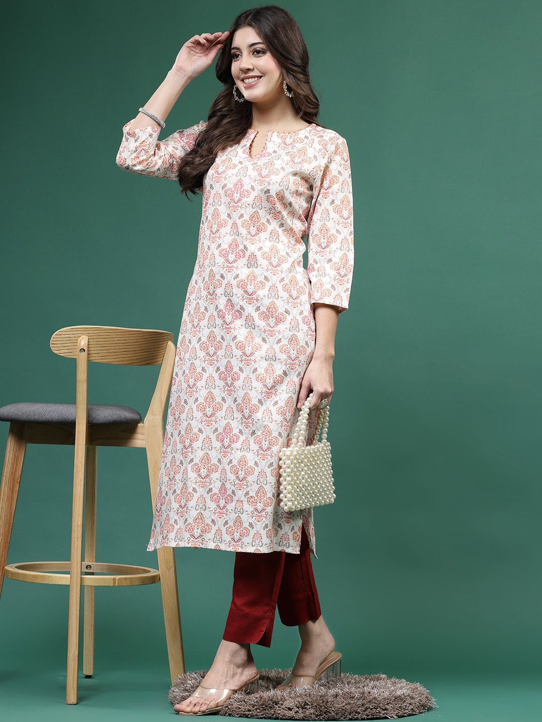 Sangria Printed Straight Kurtas - Swadesiicart