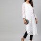 ADA Women White & Black Chikankari Embroidered Sustainable Handloom Kurta with Trousers & Inner | Swadesiicart