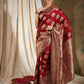 Sangria Red Ethnic Motifs Woven Design Zari Banarasi Saree | Swadesiicart