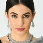 Mominos Fashion Johar Kamal Women Silver-Plated American Diamond Multi Colour Choker Set | Swadesiicart
