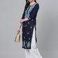 ADA Women Blue Chikankari Hand Embroidered Cotton Straight Sustainable Handloom Kurta | Swadesiicart