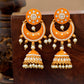 Shoshaa Orange Dome Shaped Jhumkas Earrings | Swadesiicart