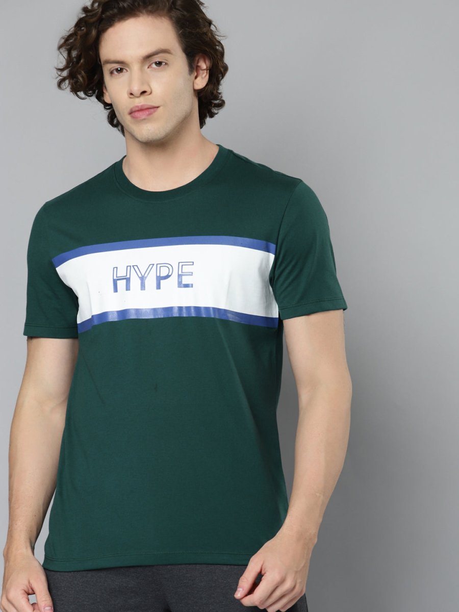 Alcis Men Green & White Typography Printed Slim Fit T-shirt | Swadesiicart