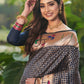 Vishnu Weaves Women's Navy Blue Paithani Silk Minakari Zari Woven Saree with Unstitched Blouse - Swadesiicart