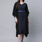Ahalyaa Women Black Crepe Glitter Printed Kaftan Kurta | Swadesiicart
