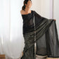 Black Georgette Designer Sequence Embroidery Work Saree - Sitare