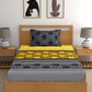 Dreamscape Yellow Ethnic Motifs Cotton 140 TC Fitted Single Bedsheet & 1 Pillow Cover - Swadesiicart