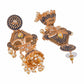 Shoshaa Blue & Gold-Toned Dome Shaped Jhumkas Earrings | Swadesiicart