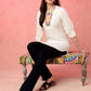Anouk White Floral Yoke Design Thread Work Straight Kurta - Swadesiicart
