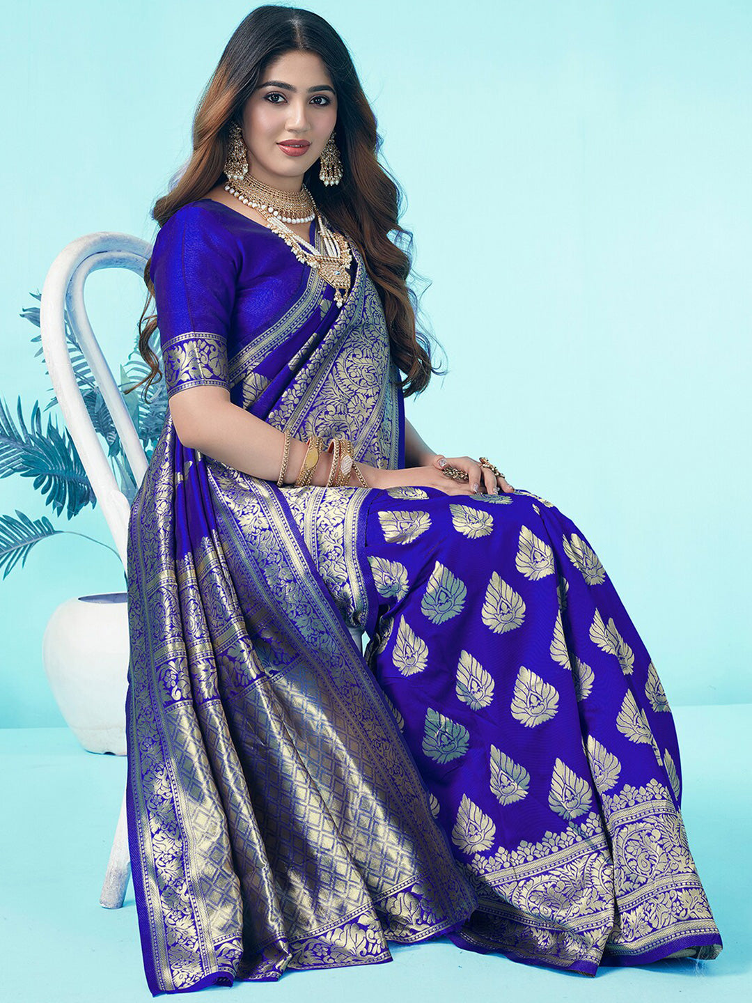 Kalini Ethnic Woven Design Zari Art Silk Banarasi Saree | Swadesiicart