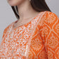 Kalini Women Orange Ethnic Motifs Printed Cotton Anarkali Kurta - Swadesiicart