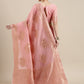 Saree Mall Pink Floral Linen Blend Banarasi Saree | Swadesiicart