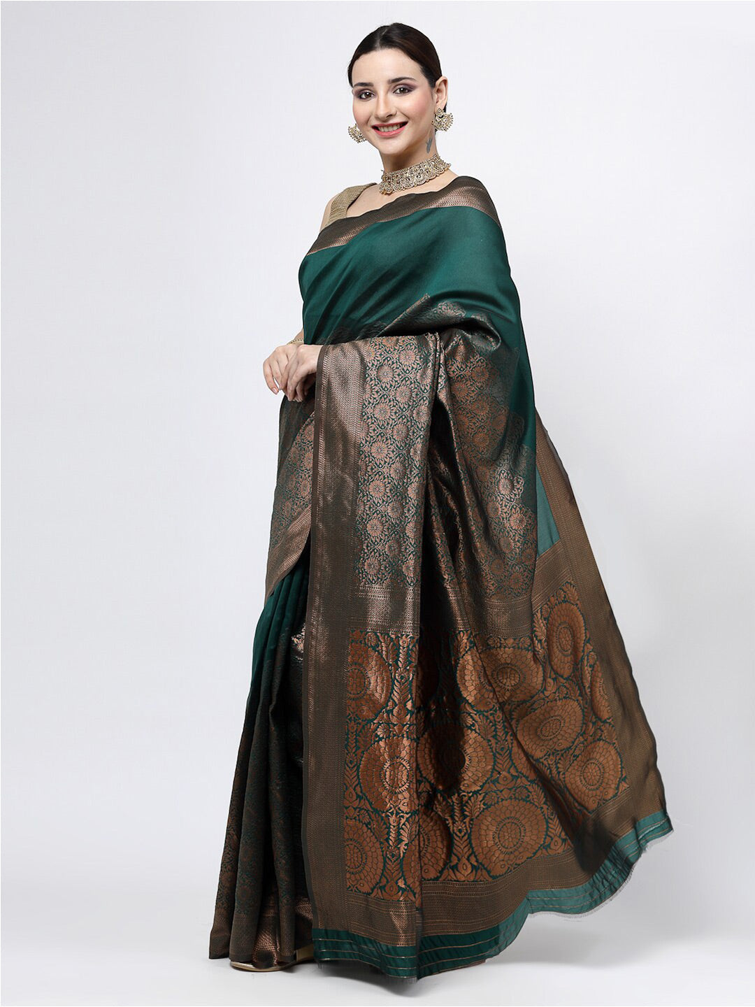 Kalini Ethnic Motif Woven Design Zari Banarasi Saree | Swadesiicart