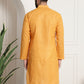 Sojanya Men Mustard Yellow Dobby Self-Checked Straight Kurta | Swadesiicart