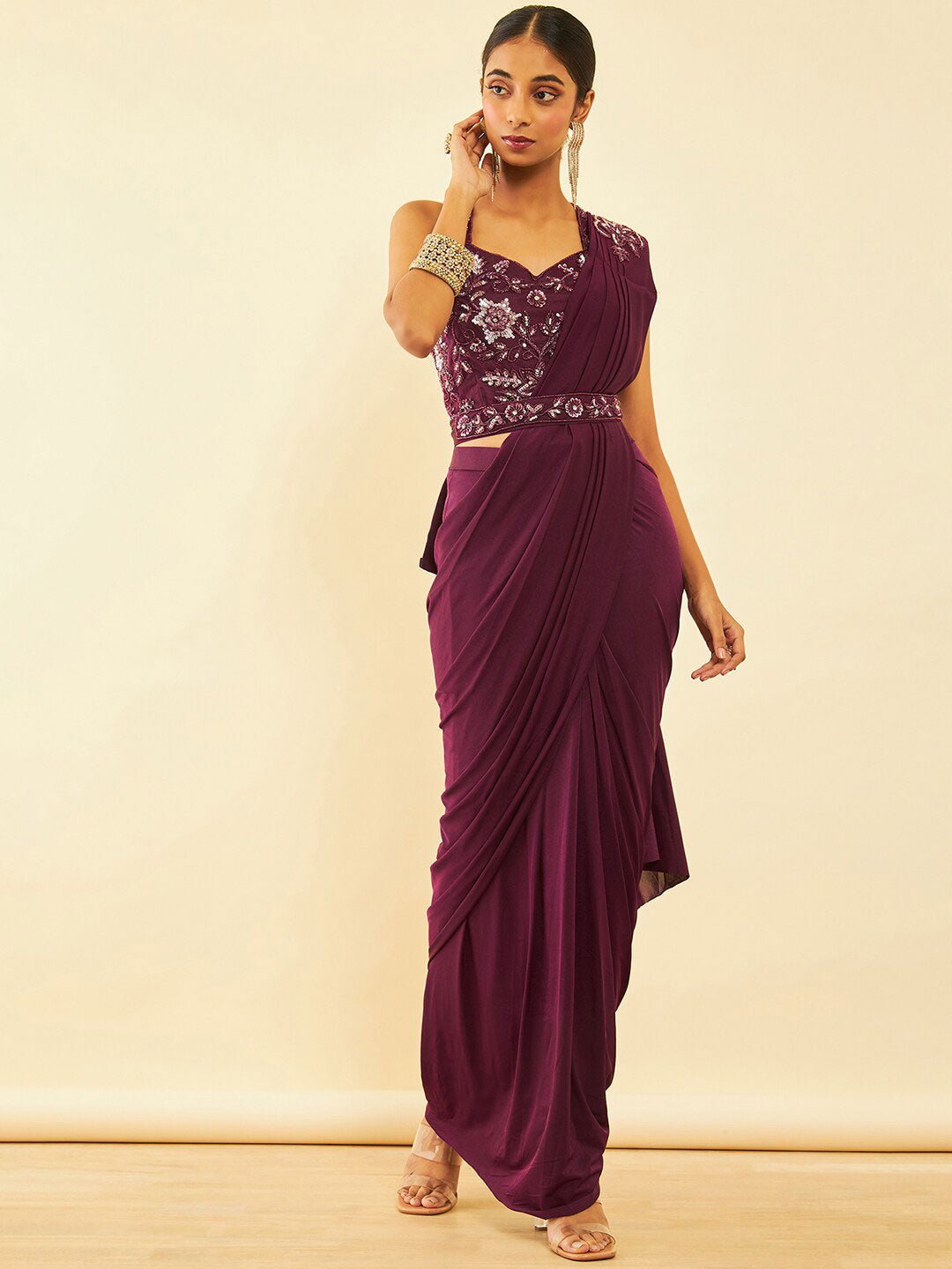 Soch Beads and Stones Embellished Ready to Wear Saree | Swadesiicart