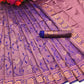 DEIANA'S Beautiful Designer Golden zari Soft Lichi Silk Saree - Purple - Swadesiicart