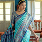 Vishnu Weaves Women's Firozi Patola Banarasi Silk Meenakari Zari Woven Saree with Blouse - Swadesiicart