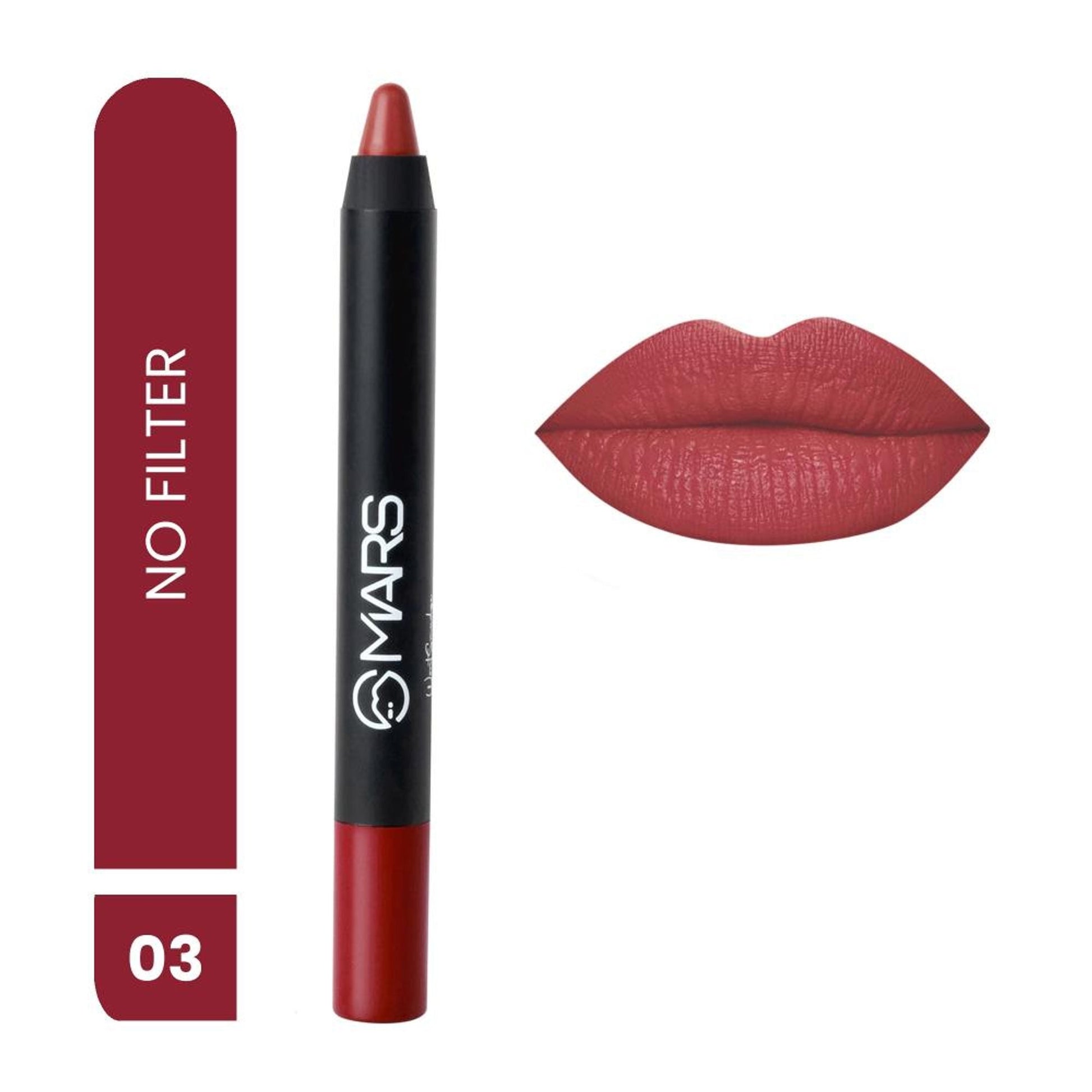 MARS Cosmetics Won't Smudge Won't Budge Lip Crayon - No Filter - Swadesiicart