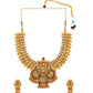 Aadita Gold-Toned Stone-Studded Temple Jewelry Set - Swadesiicart