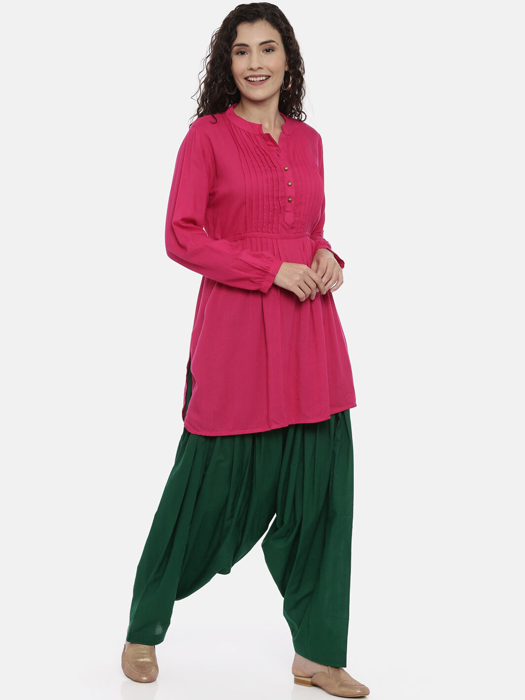 Souchii Women Green Pure Cotton Patiala - Swadesiicart