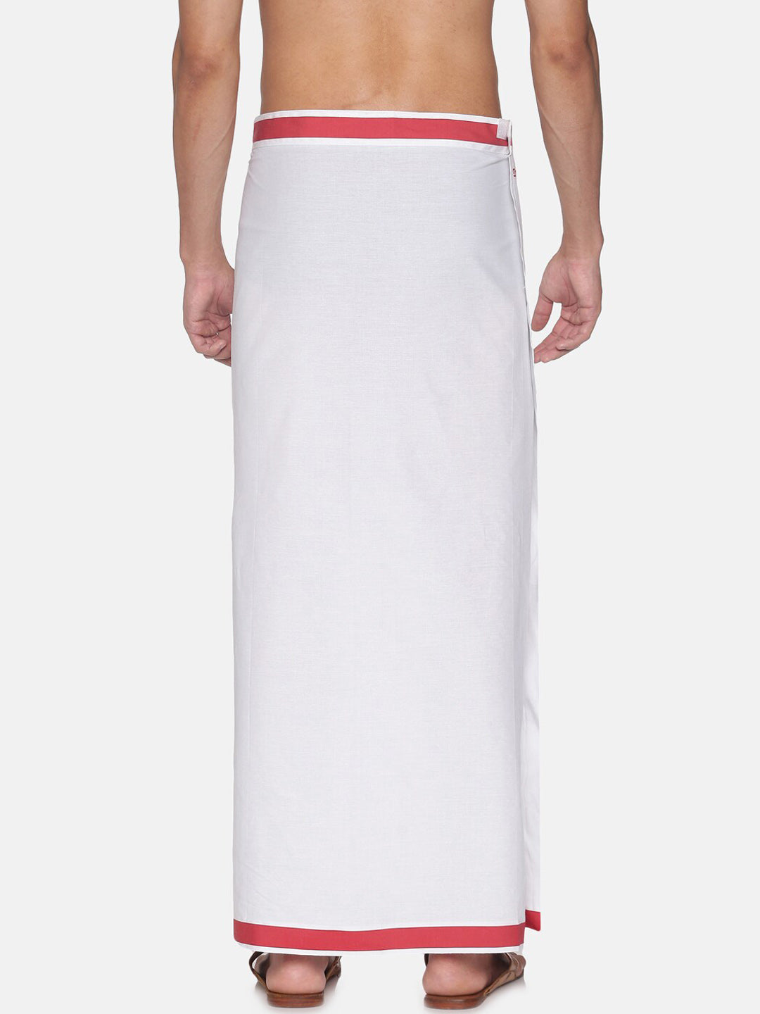 Sethukrishna Men White Solid Cotton Readymade Dhoti | Swadesiicart