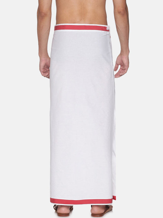 Sethukrishna Men White Solid Cotton Readymade Dhoti | Swadesiicart