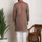 Sojanya Men Maroon & Off-White Woven Design Kurta with Churidar | Swadesiicart